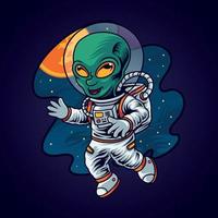 astronauta alieno nello spazio vettore