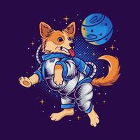cucciolo di astronauta nello spazio vettore