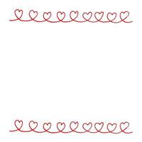 doodle disegnato a mano bordo cornice cuori. , scandinavo, minimalismo. carta, invito, festa di anniversario di matrimonio di amore di San Valentino vettore