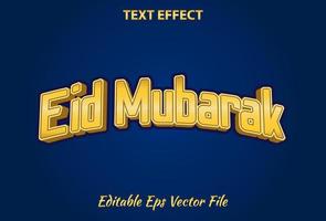 eid mubarak effetto testo modificabile colore blu e oro vettore