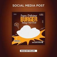 post sui social media di hamburger super delizioso vettore