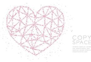 icona del cuore cerchio geometrico astratto dot pixel pattern, san valentino concept design rosa colore illustrazione su sfondo bianco con spazio di copia, eps vettoriali 10