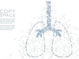 forma del polmone astratto cerchio geometrico punto pixel pattern, scienza medica organo concept design blu colore illustrazione isolato su sfondo bianco con spazio di copia, vettore eps 10