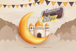 vendita di ramadan kareem fino al 50 percento di banner pubblicitari vettoriali