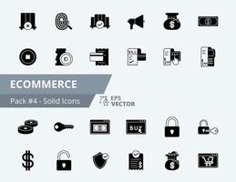 e-commerce icon pack 4, 24 set di icone solide di e-commerce vettore