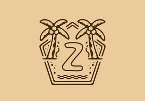 colore marrone chiaro e scuro del nome iniziale z nella cornice del tema della spiaggia vettore