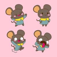 simpatico cartone animato di disegno del topo, adesivo del mouse vettore