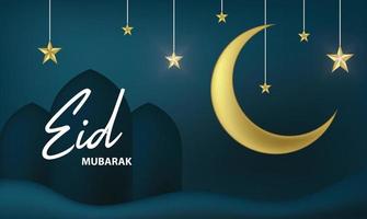 realistico ramadan kareem piatto eid al-fitr illustrazione mubarak carta da parati hari raya aidilfitri vettore