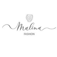 malina - modello di logo di calligrafia lampone per gioielleria, cottura al forno, cucina, abbigliamento, moda, ecc. disegno vettoriale di bacche, illustrazione di frutta in linea.