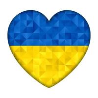 cuore con design low poly bandiera ucraina vettore