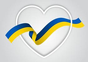 cuore con bandiera a nastro ucraina vettore