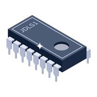 un'icona del microcontrollore a chip singolo, stile isometrico del circuito integrato vettore