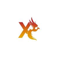 icona della lettera x con modello di progettazione del logo phoenix vettore