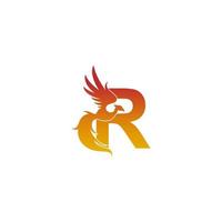 icona della lettera r con modello di progettazione del logo phoenix vettore