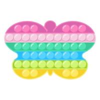 pop it fidget giocattolo sensoriale antistress alla moda a forma di farfalla arcobaleno. illustrazione vettoriale isolata in stile piatto. giocattolo a mano per bambini e adulti per il relax