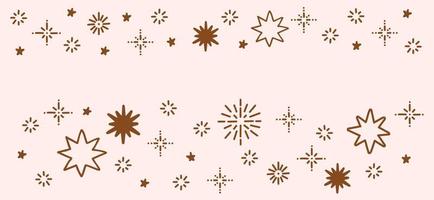 boho stelle bordo vettoriale senza soluzione di continuità. banner di stelle disegnate a mano doodle, natale boho, decorazione bohémien per la camera dei bambini, interior design. modello di banner orizzontale per il web e la stampa