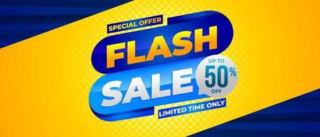 illustrazione vettoriale di banner di vendita flash, design del modello di sconto sull'offerta speciale per la promozione dei media e post sui social media
