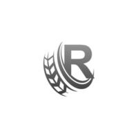lettera r con illustrazione del modello di progettazione dell'icona della ruota di trascinamento vettore