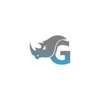 lettera g con modello logo icona testa di rinoceronte vettore