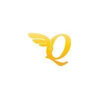 illustrazione dell'icona del logo della lettera q con le ali vettore