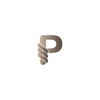 lettera p avvolta nell'illustrazione del design del logo dell'icona della corda vettore