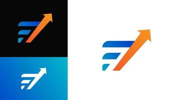modello di logo lettera f e freccia per affari finanziari vettore