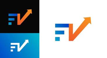 modello di logo della lettera fv e punta di freccia per affari finanziari vettore