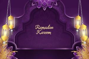ramadan kareem sfondo islamico viola e oro di lusso con mandala vettore