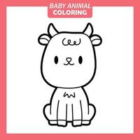 colorazione simpatico cartone animato animale bambino con capra vettore