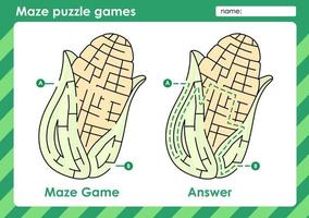 attività di giochi di puzzle labirinto per bambini con design di frutta vettore