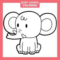 colorazione simpatico cartone animato animale bambino con elefante vettore
