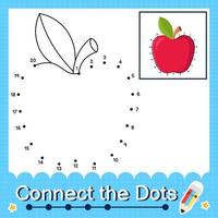 collega i punti che contano i numeri da 1 a 20 del foglio di lavoro del puzzle con l'illustrazione della frutta vettore