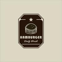 hamburger o hamburger logo illustrazione vettoriale vintage modello icona graphic design. emblema o etichetta segno e simbolo di fast food