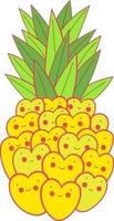 frutti di ananas. illustrazione vettoriale icona piatta del fumetto isolata su bianco.