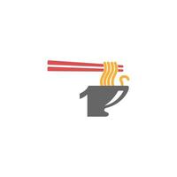 numero 1 con noodle icona logo design vector