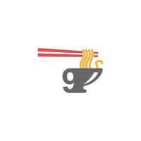 numero 9 con noodle icona logo design vector