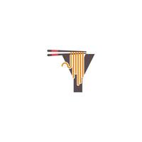 lettera y con bacchette e noodle icona logo design vettore