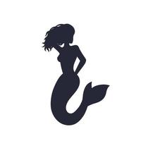 sirena, silhouette cameriera di mare, vettore