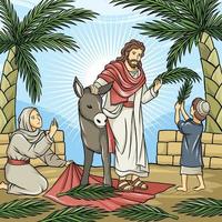 tema della domenica delle palme di Gesù sull'asino vettore
