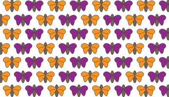 modello senza cuciture e carino di farfalle nei colori viola e arancioni. design del modello in stile moderno. può essere utilizzato per poster, brochure, cartoline e altre esigenze di stampa. illustrazione vettoriale
