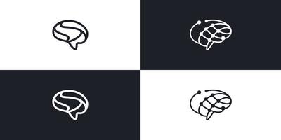 illustrazione dell'icona del vettore del logo della monolinea dell'arte della linea del profilo del cervello