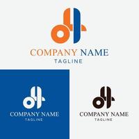 logo moderno e semplice del carrello con combinazione di colori blu e arancione per grandi sconti e nuove iniziative vettore