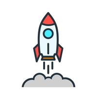 vettore cartone animato razzo isolato su uno sfondo bianco. simbolo dell'icona del razzo per il tuo logo, app e design del sito web. illustrazione vettoriale.