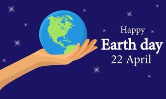 illustrazione grafica vettoriale di felice giornata della terra. la mano che tiene la terra, può essere utilizzata per lo striscione del giorno della terra felice, per la celebrazione della sicurezza ambientale