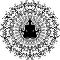 simbolo yoga, mandala monocromatica art vettore