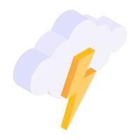 icona della nuvola con fulmine, concetto di temporale