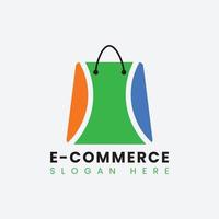 design del logo e-commerce astratto moderno creativo, modello di progettazione del logo del sacchetto della spesa online sfumato colorato vettore