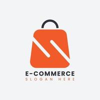 design del logo e-commerce astratto moderno creativo, modello di progettazione del logo del sacchetto della spesa online sfumato colorato vettore