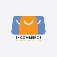 design del logo e-commerce astratto moderno creativo, modello di progettazione del logo del sacchetto della spesa online sfumato colorato vettore