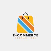 design del logo e-commerce astratto moderno creativo, modello di progettazione del logo del sacchetto della spesa online sfumato colorato vettore